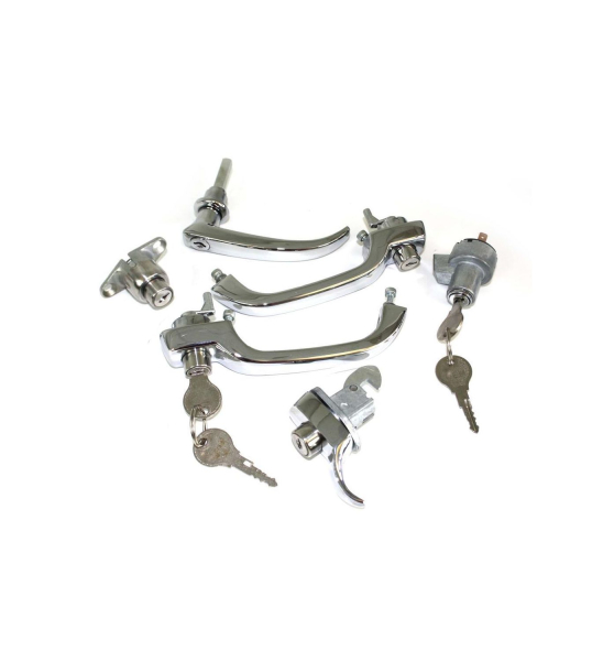 German quality complete handle set church key style engine lid Fits the following vehicles:      VW Split Screen 64-66